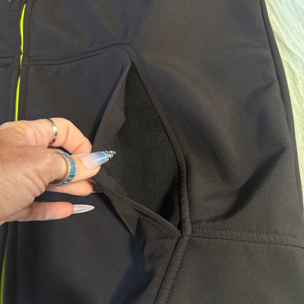 Fox Racing Softshell Jacket Mens Lg Black Grey Waterproof Full Zip Logo Hooded - Picture 11 of 14